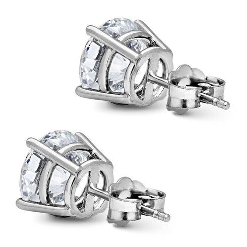 Brilliant Cut 18K White Gold Plated Cubic Zirconia Men Women Solitaire Earrings